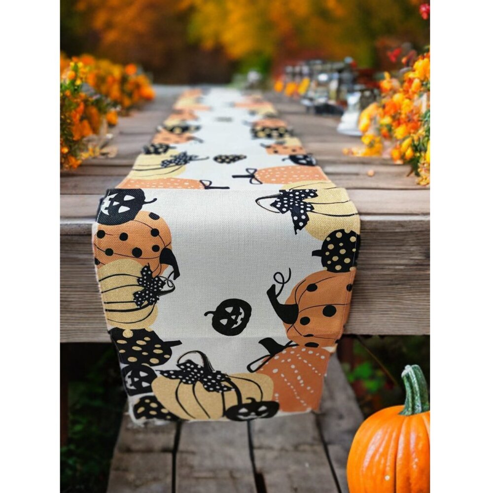 Fall Table Runner Decorative Cloth Halloween Party Decoration Pumpkin Decor 120"